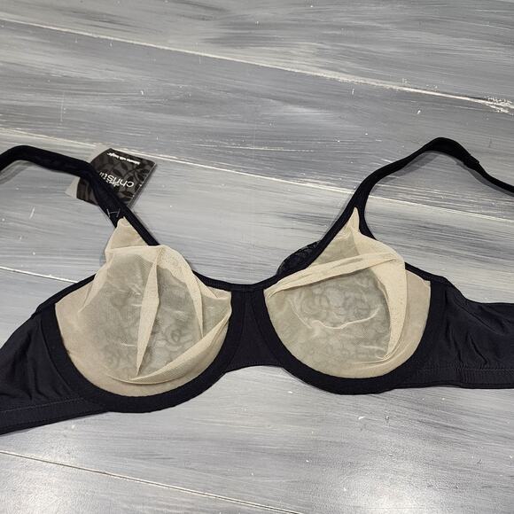 Olga Christina Bra 38C Black Floral Flower Lace Underwire Style 55007 - Picture 6 of 10